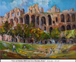View on Palatino Hill From Circo Massimo, Rome, Oil on Canvas
